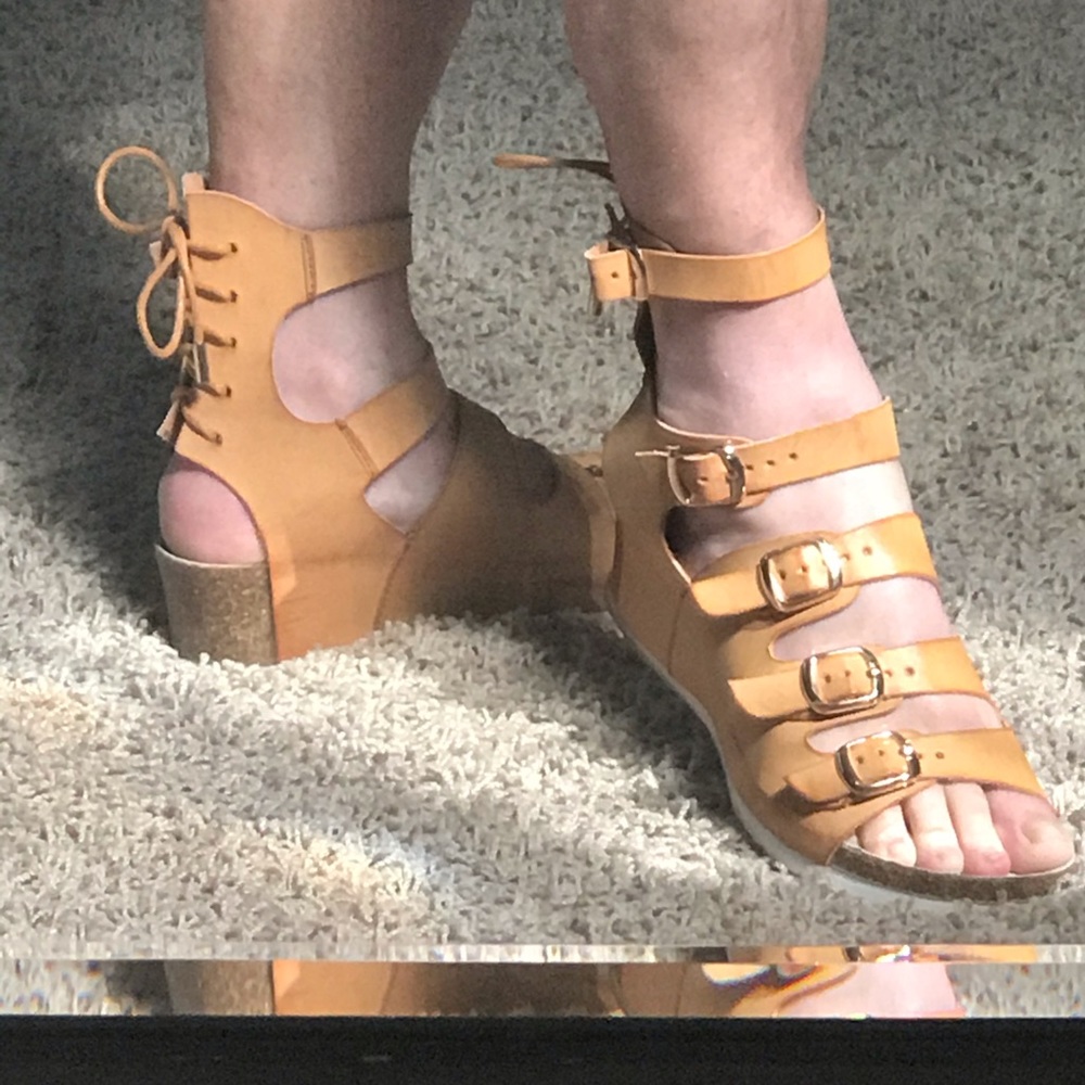 Gladiator Lace-up Back Leather Sandals
